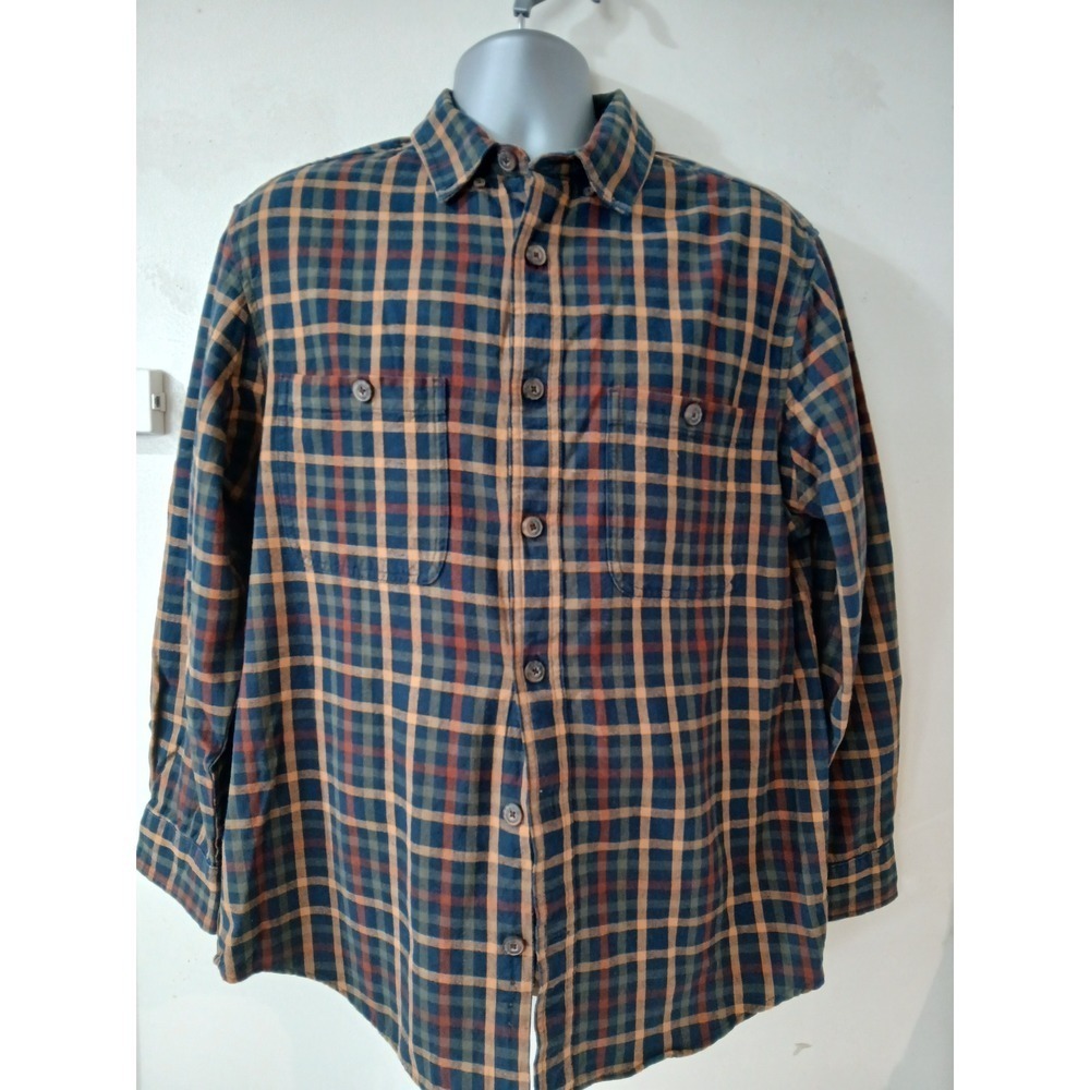 Duluth Trading Co Mens Plaid Long Sleeve Button Up Shirt Relaxed Fit Size M